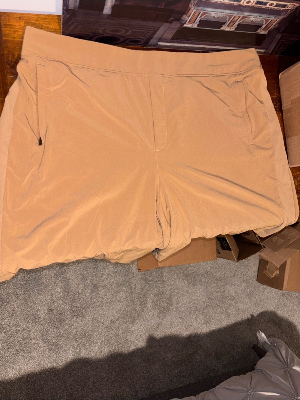 Athleta Light Tan Casual Elastic Waist Shorts